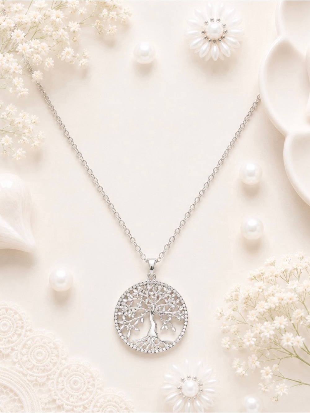 Silver-Tone Tree of Life Pendant Necklace - NWOT